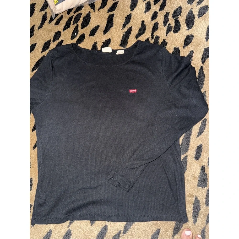 Levi's vintage  Black Long Sleeve Thermal Shirt‎ Size XL Crew Neck Y2K (3903)
